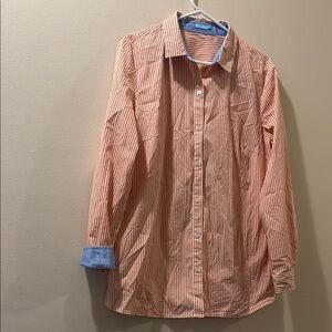 J. McLaughlin Striped Button-Up Shirt with Blue Accents women’s XL- cotton blend